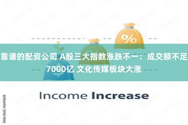 靠谱的配资公司 A股三大指数涨跌不一：成交额不足7000亿 文化传媒板块大涨