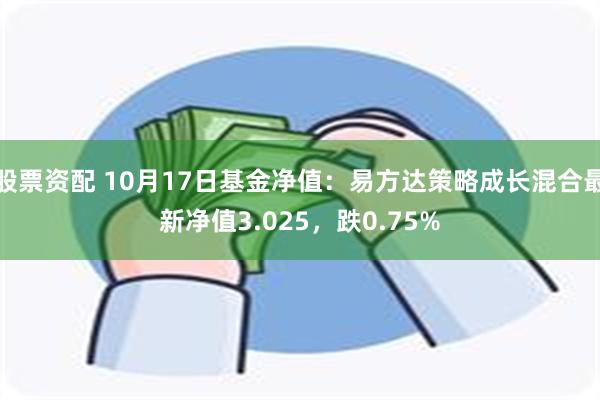 股票资配 10月17日基金净值：易方达策略成长混合最新净值3.025，跌0.75%